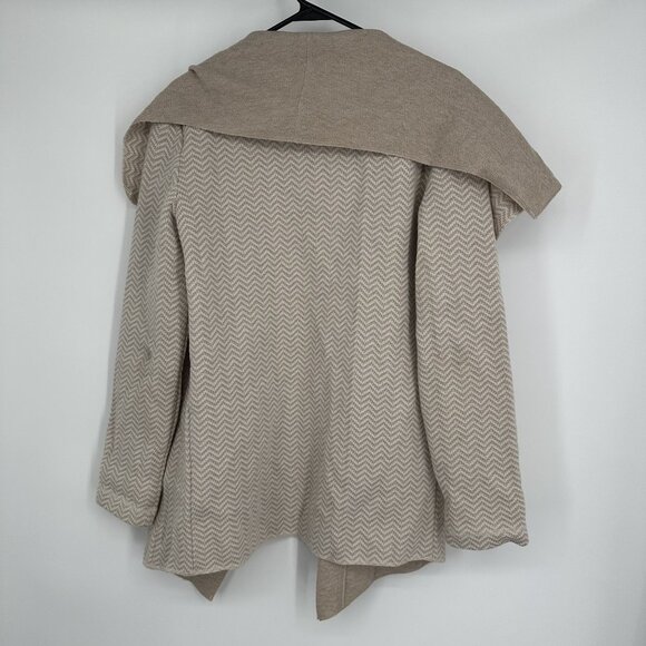 Adrienne Vittadini Cardigan Womens M Wool Blend Open Long Chevron Print Beige - Picture 5 of 6
